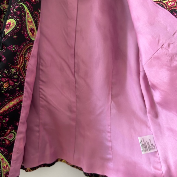 Colourful 100% Silk Jacket featuring Black Beading. - Picture 6 of 6